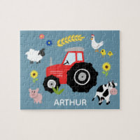 Boys Niedlich Blue Farm Traktor und Name Kids
