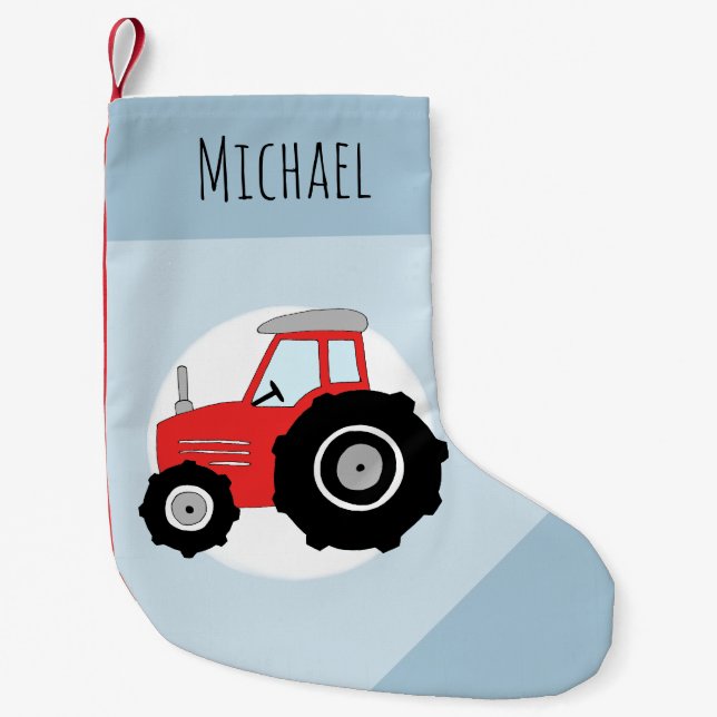 Boys Niedlich Blue Fun Farm Traktor Cartoon und Na Kleiner Weihnachtsstrumpf (Vorderseite)