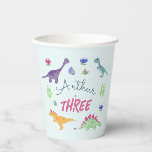 Boys Niedlich Blue Jungle T-Rex Dinosaur Kindergeb Pappbecher