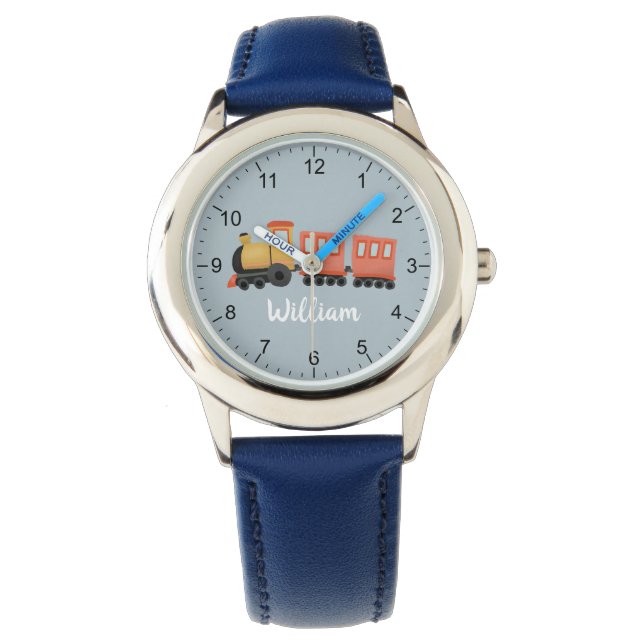 Boys Niedlich Blue Modern Travel Kids Armbanduhr (Vorderseite)