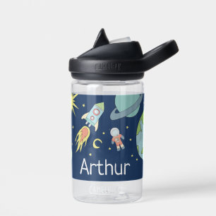 Boys Niedlich Blue Rocket Ship Space Kids School Trinkflasche