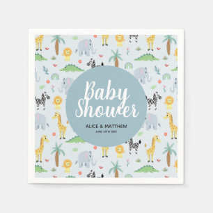 Boys Niedlich Blue Safari Muster Baby Dusche Serviette