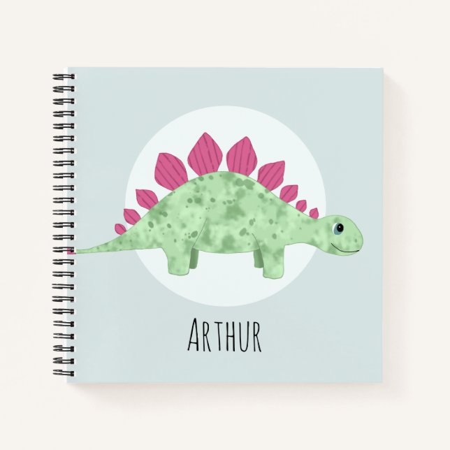 Boys Niedlich Blue Stegosaurus Dinosaurier Kinder Notizbuch (Vorderseite)