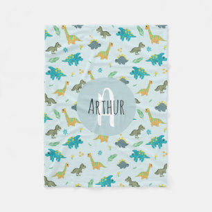 Boys Niedlich Blue T-Rex Jungle Dinosaur Pattern K Fleecedecke