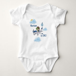 Boys Niedlich Blue Travel Airplane Kinder 1. Gebur Baby Strampler