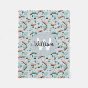 Boys Niedlich Blue Travel Monogram Muster Kids Fleecedecke