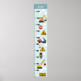 Boys Niedlich Construction Transport Growth Chart Poster