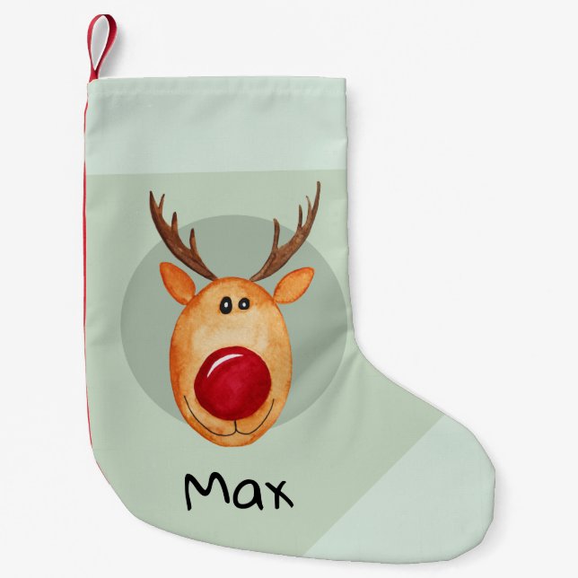 Boys Niedlich First Christmas Rudolph Reindeer & N Kleiner Weihnachtsstrumpf (Vorderseite)