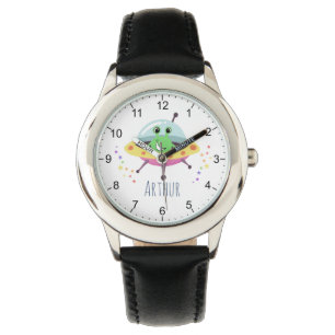 Boys Niedlich Green Space Alien Cartoon Kinder beo Armbanduhr