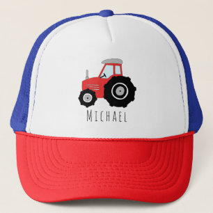 Boys Niedlich Red Tracker Farm und Name Kids Truckerkappe