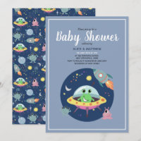 Boys Niedlich Space Alien Rocket Ship Baby Shower