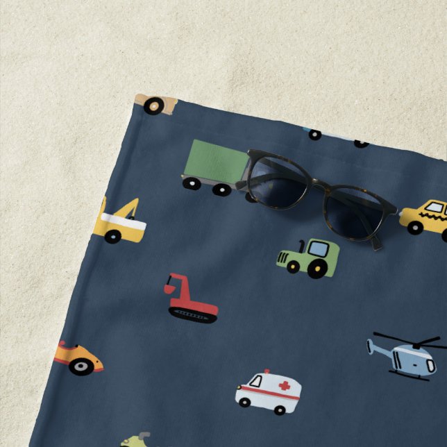 Boys Niedlich Transport Car Muster monogramm Kids Strandtuch (Beispiel)