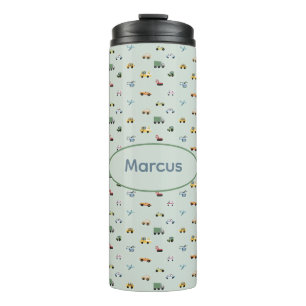 Boys Niedlich Transport Car Muster monogramm Kids Thermosbecher
