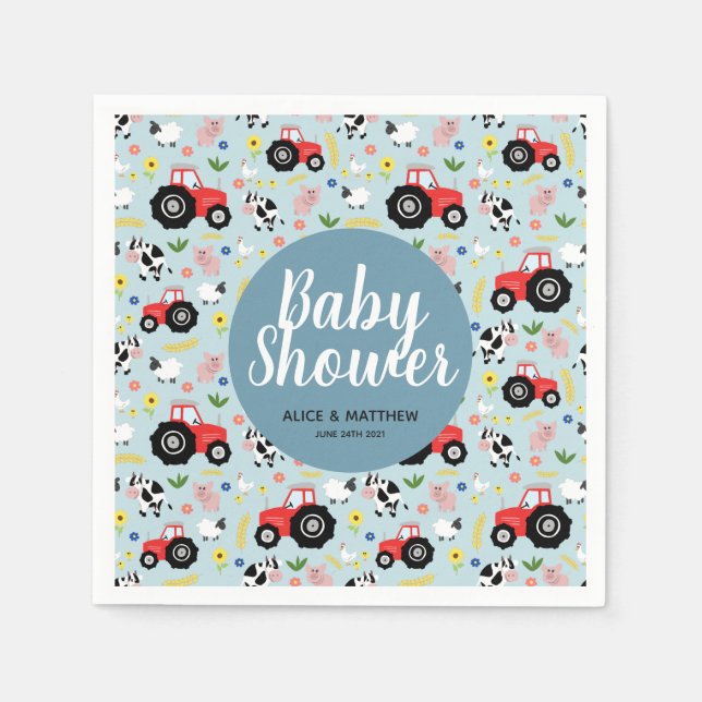 Boys Niedliche Farm Animal Traktor Muster Babydusc Serviette (Vorderseite)
