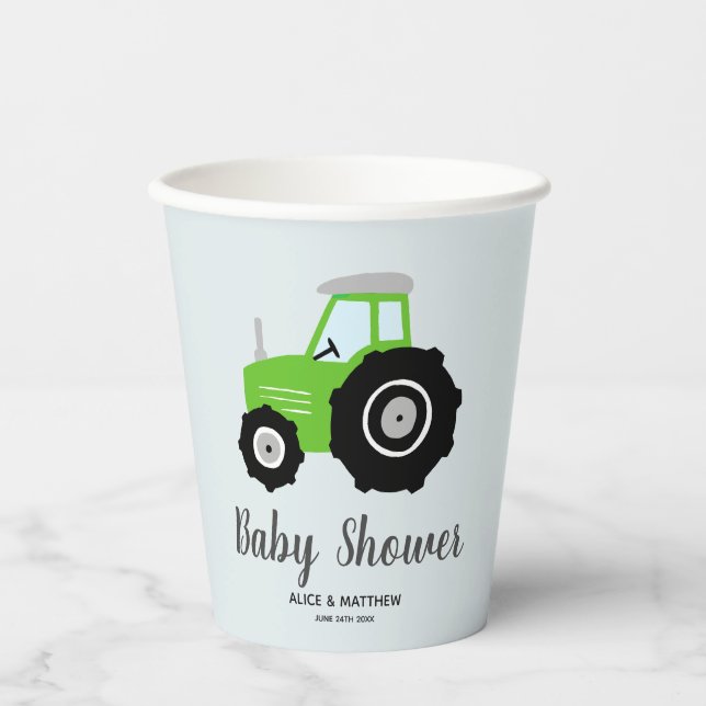 Boys Niedliche Landtiere Traktor Babydusche Pappbecher (Vorderseite)