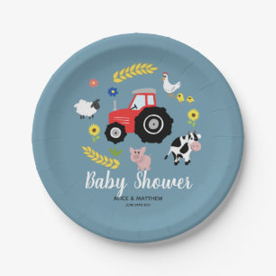 Boys Niedliche Landtiere und Red Tractor Baby Shoo Pappteller