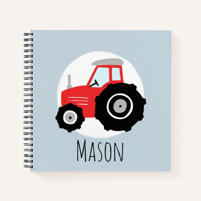 Boys Niedliche Red Farm Tractor Kids School Notizbuch (Vorderseite)