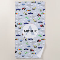 Boys Niedliches blaues Transportmuster Name Auto K