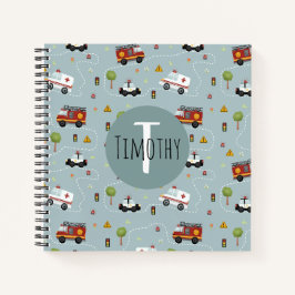 Boys Niedliches Transportmuster und Name Kids Mono Notizbuch