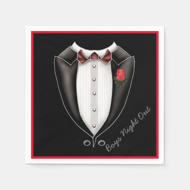 Boys Night Out Tuxedo Party Napkins Serviette (Vorderseite)