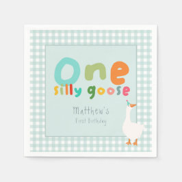 Boys One Albern Goose Blue Gingham Serviette