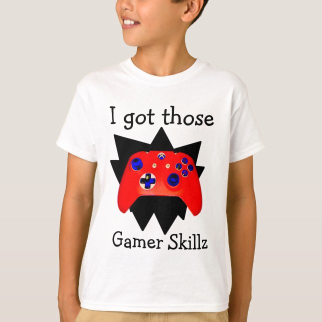 Boys Orange Gamer Skillz T - Shirt (Vorderseite)