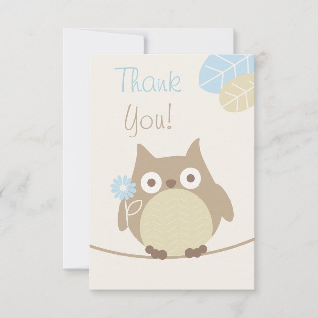 Boys Owl Baby Dusche Vielen Dank Dankeskarte (Vorderseite)