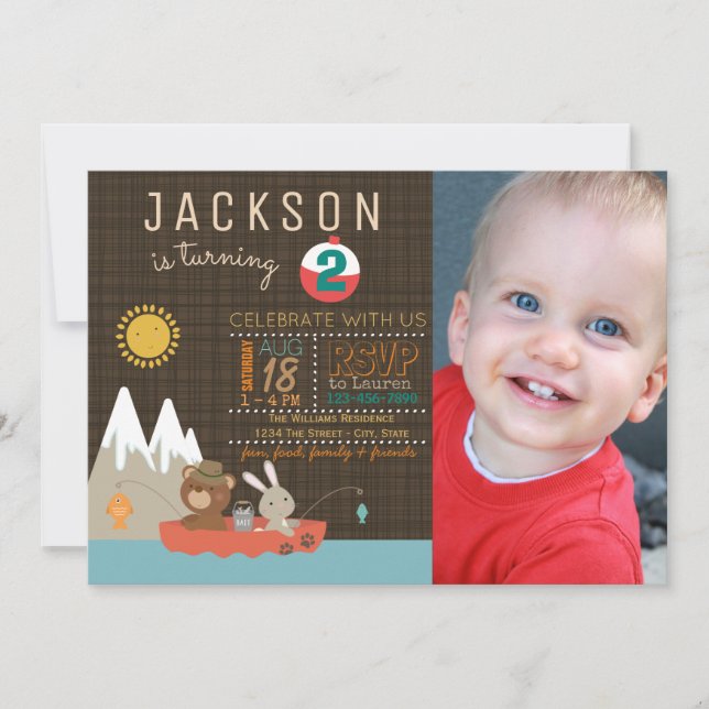 Boys Pêche Anniversaire Fête Invitations (Devant)