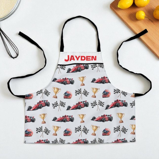 Boys Personalised Racing Car Kids Apron Schürze (Von Creator hochgeladen)