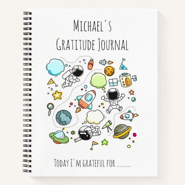 BOYS Personalisiert Dankbarkeit Journal Space Them Notizbuch (Vorderseite)