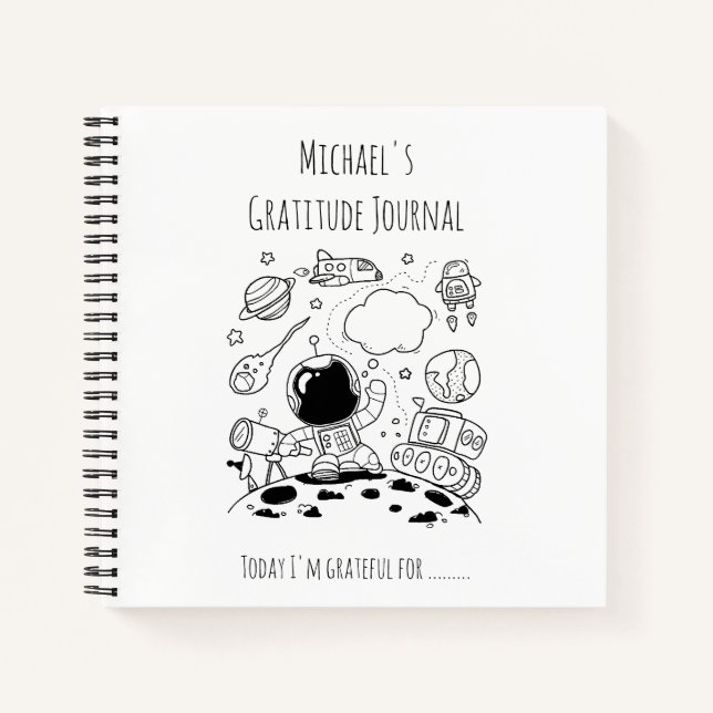 BOYS Personalisiert Dankbarkeit Journal Space Them Notizbuch (Vorderseite)