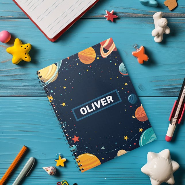 Boys Personalisiert Space Planets Galaxy Notebook Notizblock (Von Creator hochgeladen)