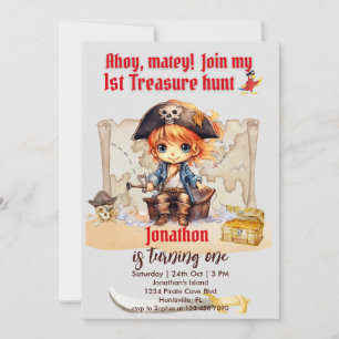 Boys Pirate Party 1. Schatzsuche Einladung