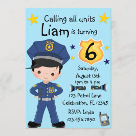 Boys Police Officer Birthday Einladung