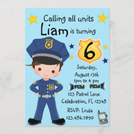 Boys Police Officer Birthday Einladung