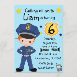 Boys Police Officer Birthday Einladung