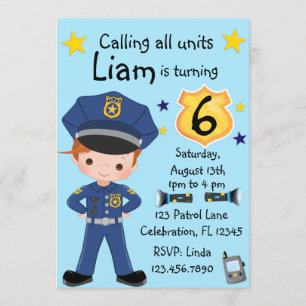 Boys Police Officer Birthday Einladung