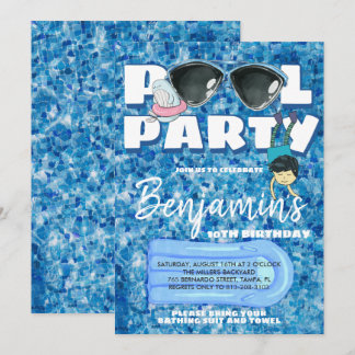 Boys Pool Party Einladung