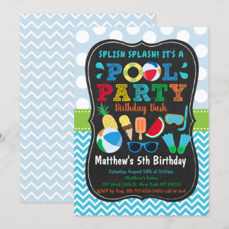 Boys Pool Party Eis Creme Geburtstag Einladung