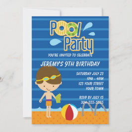 Boys Pool Party Geburtstag Einladung