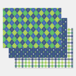 Boys Preppy Kariert Geschenkpapier Set