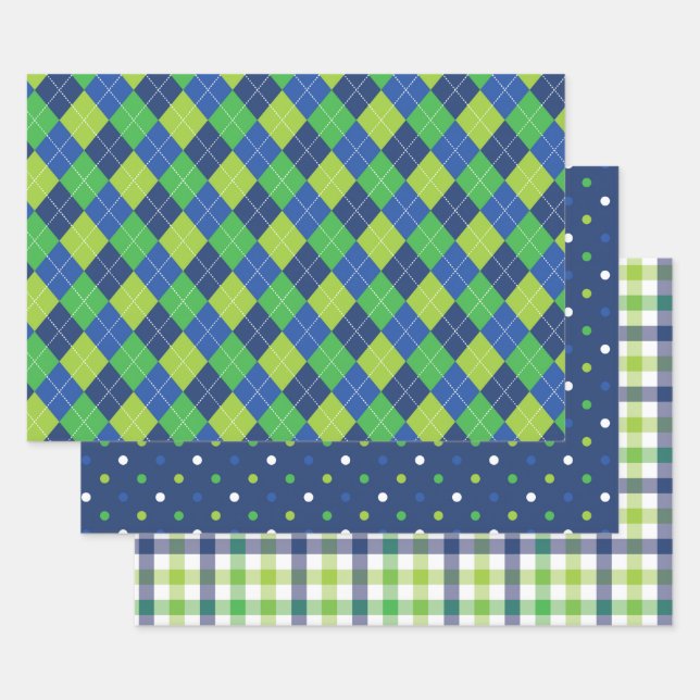 Boys Preppy Kariert Geschenkpapier Set (Set)