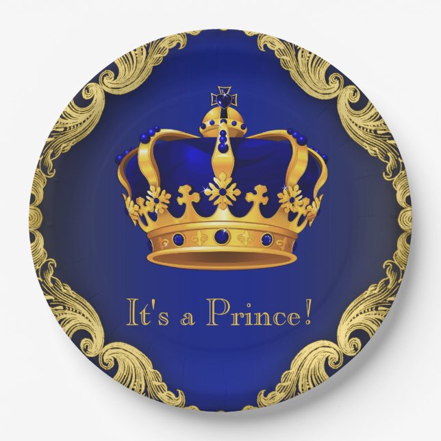 Boys Prince Baby Duschpapier Teller (Vorderseite)
