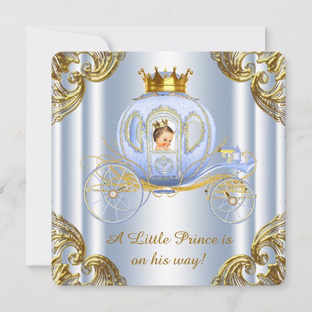 Boys Prince Royal Carriage Prince Baby Dusche Einladung (Vorderseite)