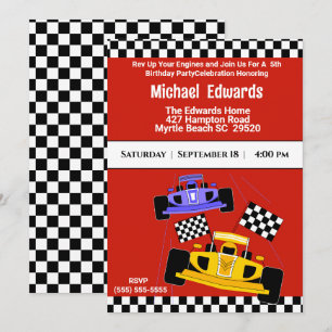 Boys Race Car Anniversaire Invitations