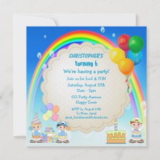 Boys Rainbow & Cake Geburtstagsparty lädt ein Einladung