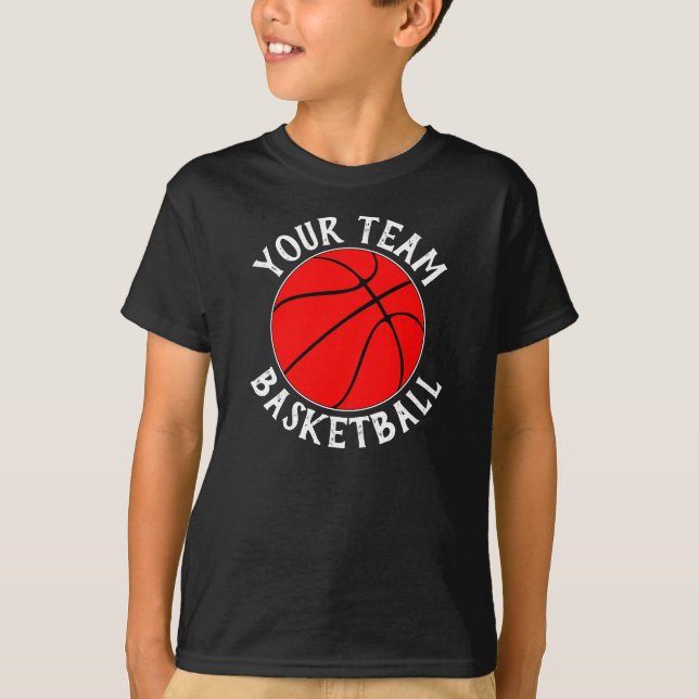 Boys Red Basketball Team, Name und Nummer des Spie T-Shirt (Vorderseite)