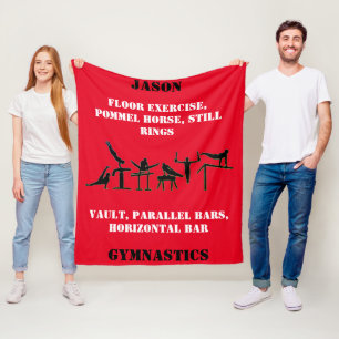 Boys Red Gymnastics Personalisiert Fleece Blanket