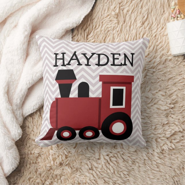 Boys Red Train Personalisiert Kissen (Decke)