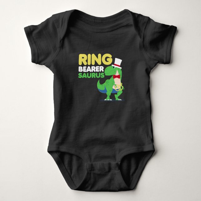 Boys Ring Bearer Dinosaur Rex Wedding Party Baby Strampler (Vorderseite)